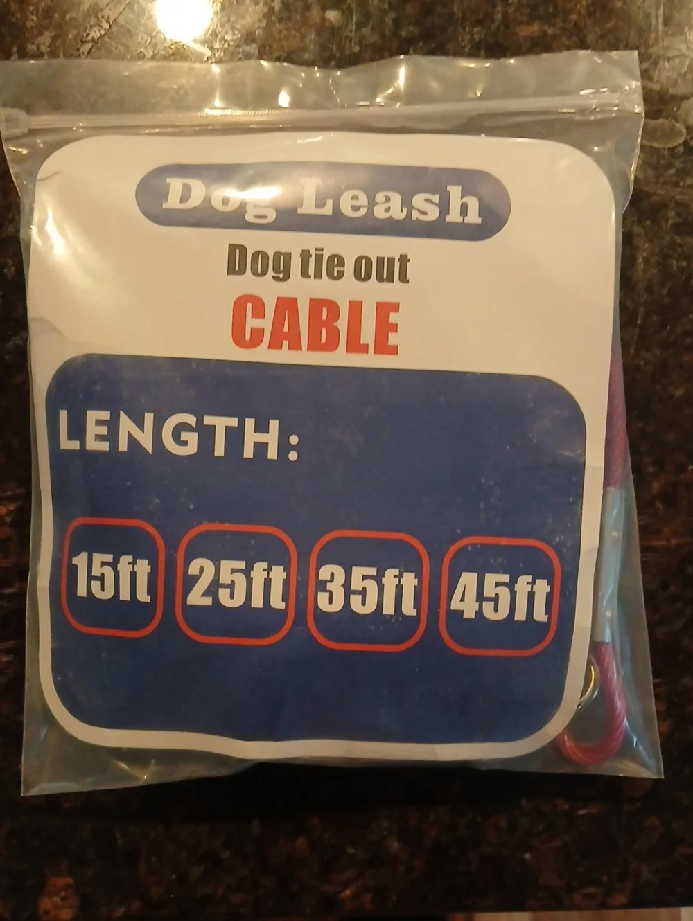 Dog Leash Cable Tie-Out - 25 Feet - Purple